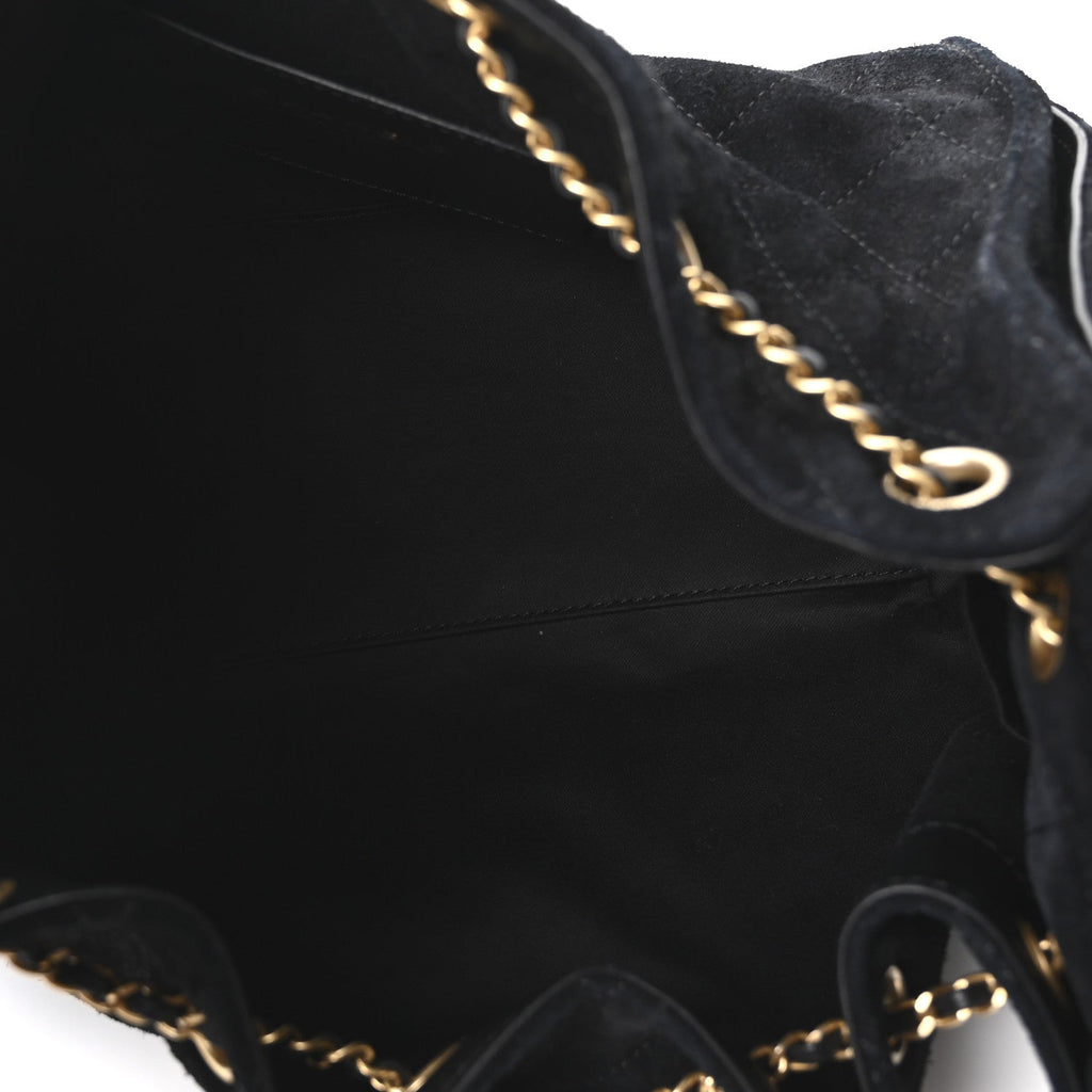 Suede Quilted Small Chanel 25 Handbag Black