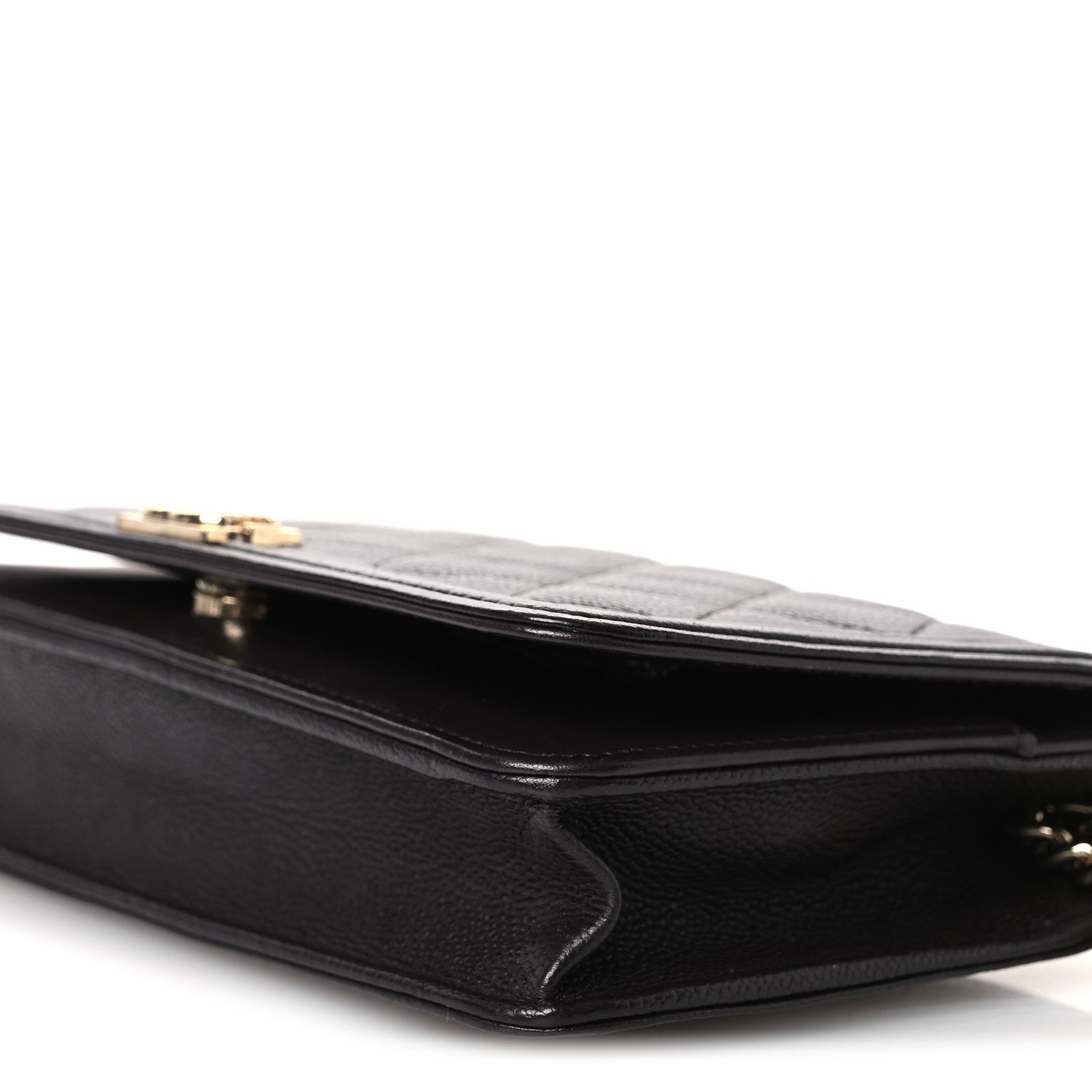 Caviar Quilted Boy Wallet On Chain WOC Dark Brown