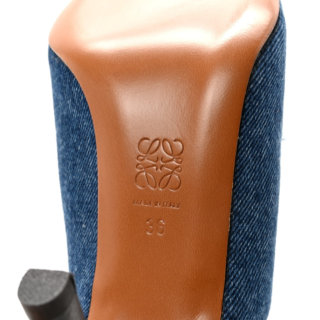 Ripped Denim 90 Mules Washed Denim