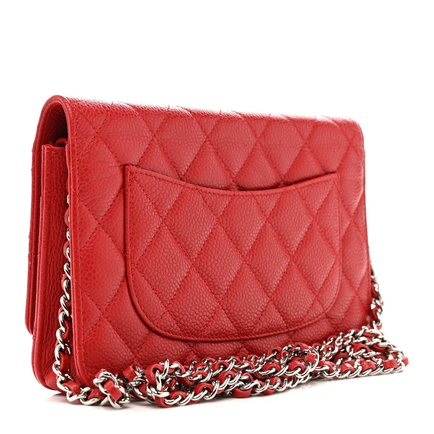 Caviar Quilted Wallet on Chain WOC Red