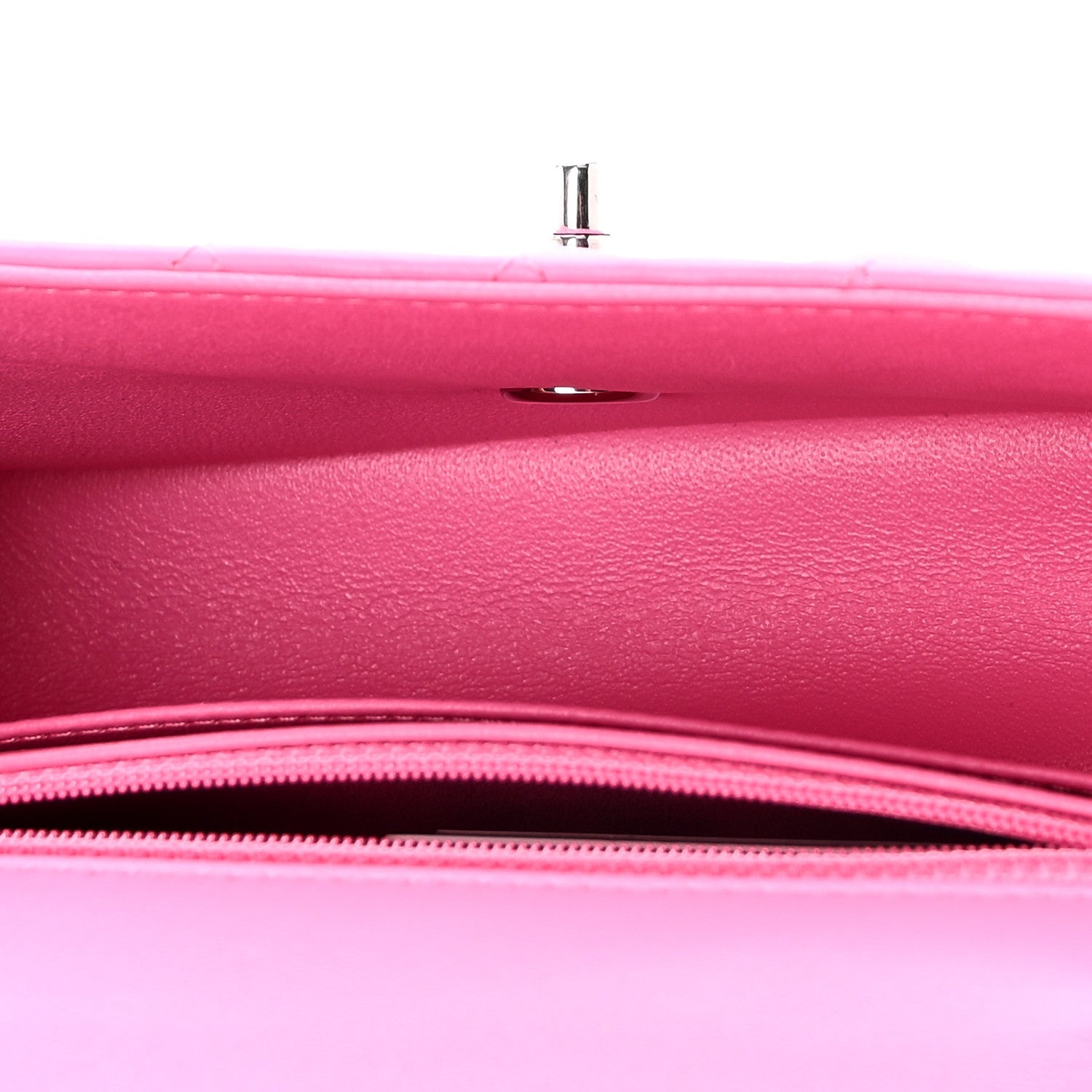 Lambskin Quilted Mini Rectangular Flap Neon Pink