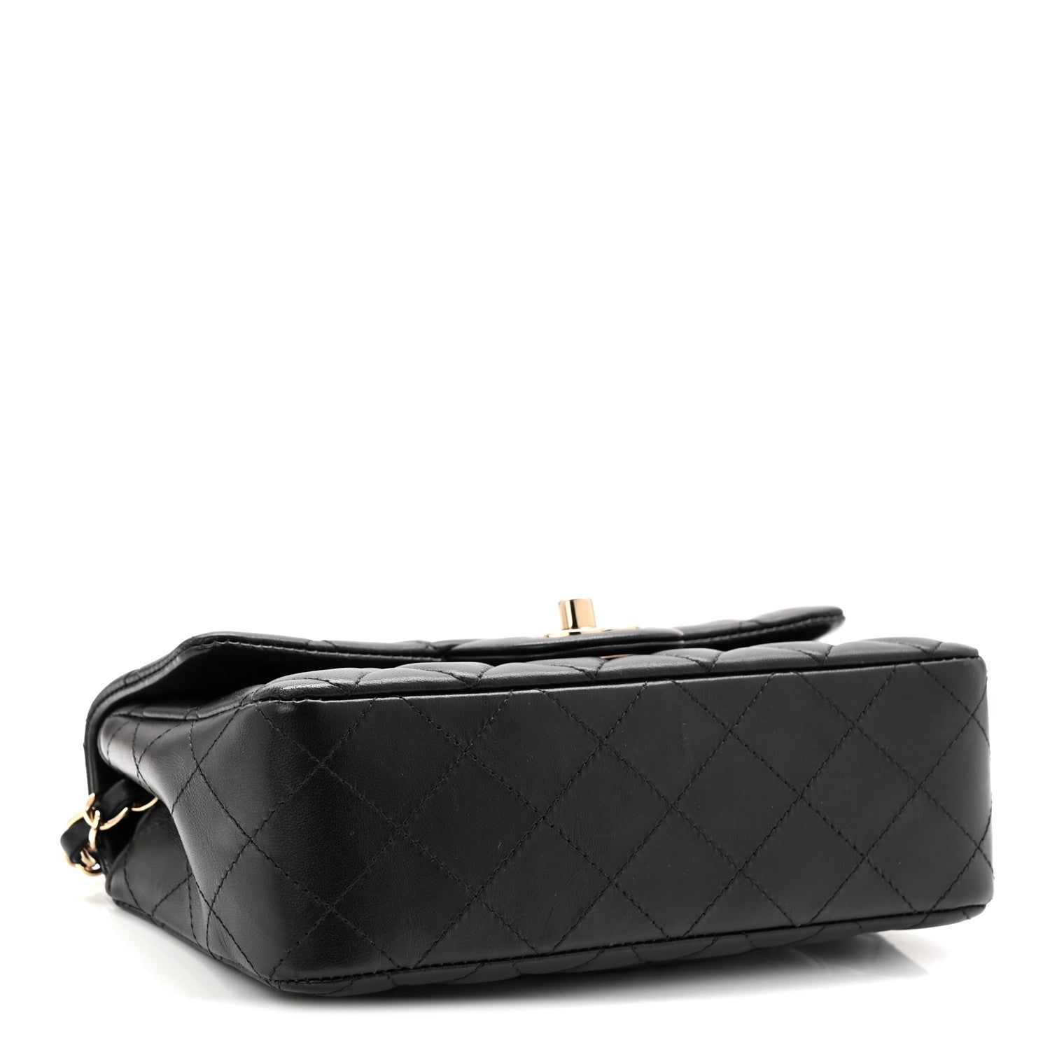 Lambskin Quilted Mini Rectangular Flap Black