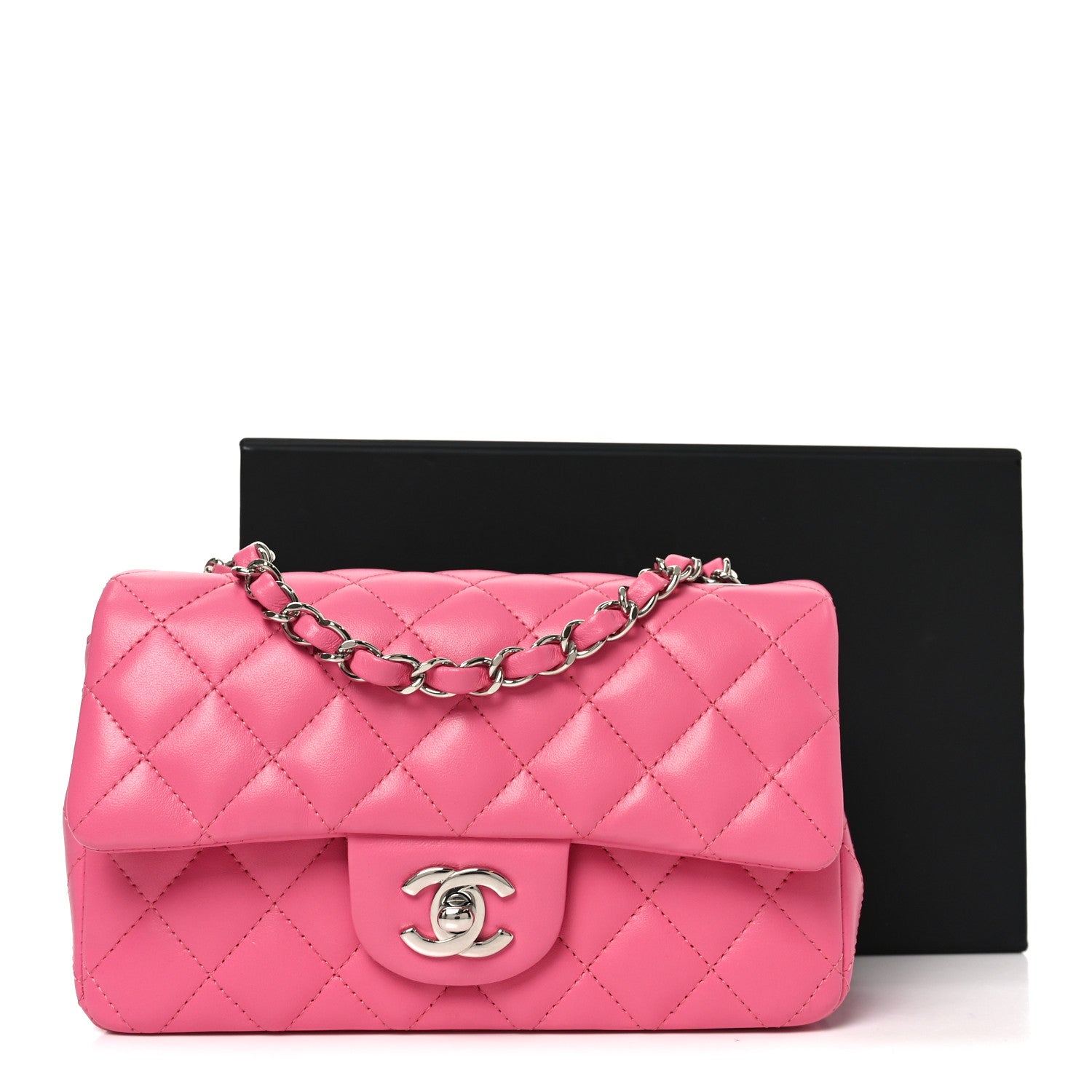 Lambskin Quilted Mini Rectangular Flap Pink