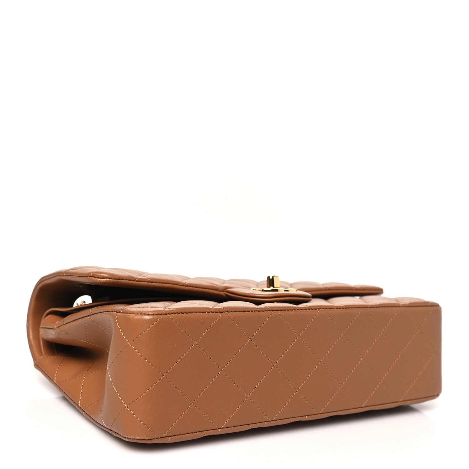 Lambskin Quilted Medium Double Flap Brown