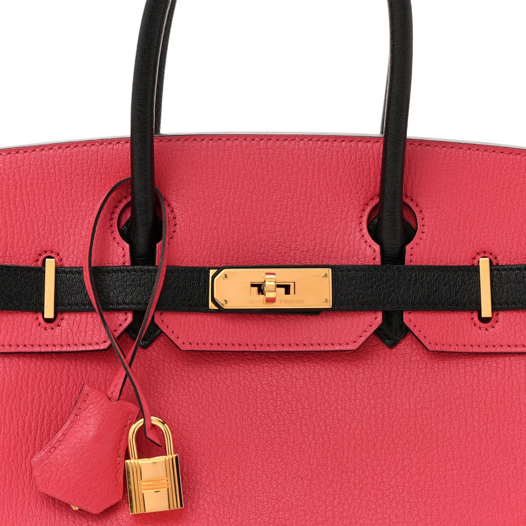 Chevre Mysore Horseshoe Birkin 30 Bougainvillea Black