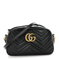 Calfskin Matelasse Small GG Marmont Chain Shoulder Bag Black