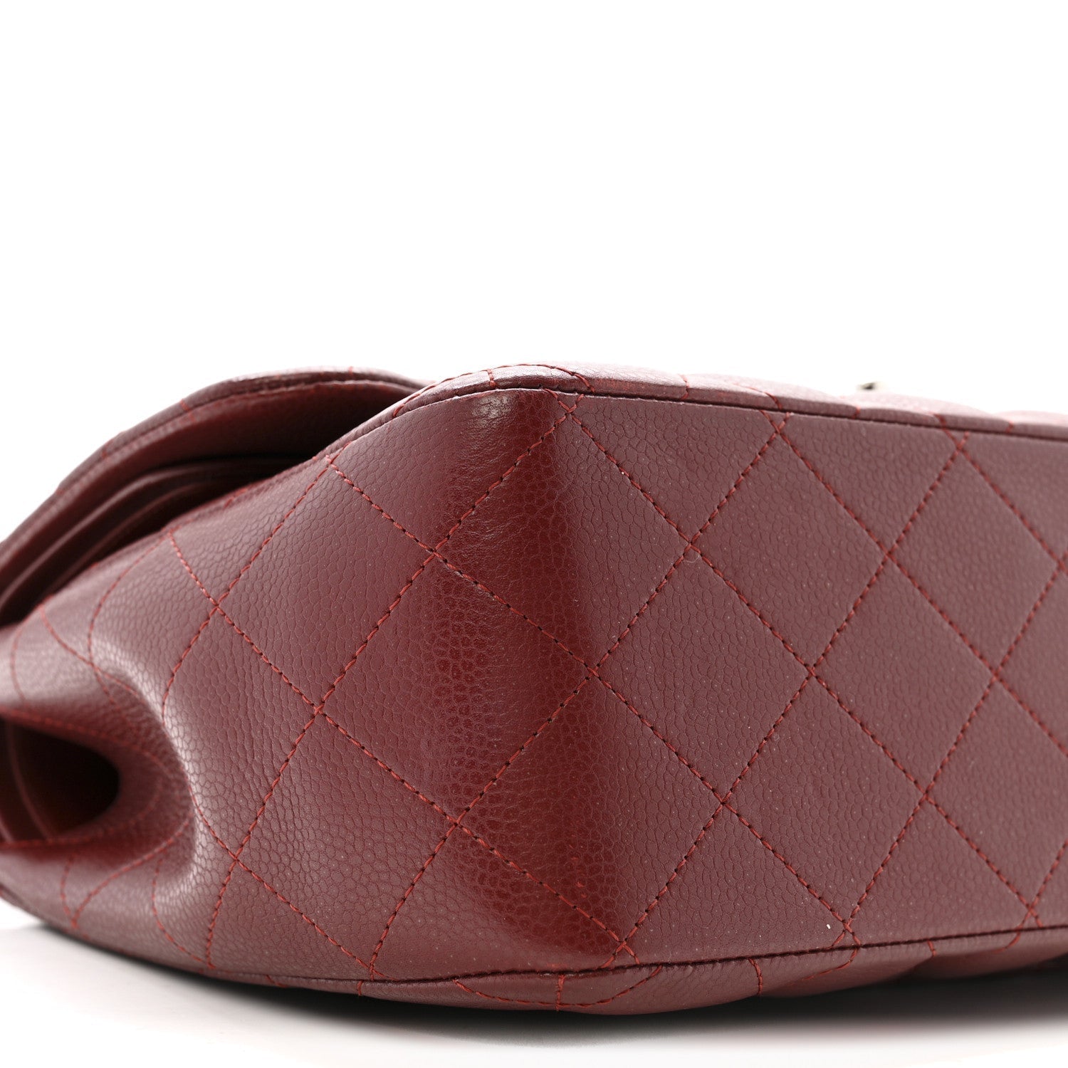 Caviar Quilted Jumbo Double Flap Dark Red
