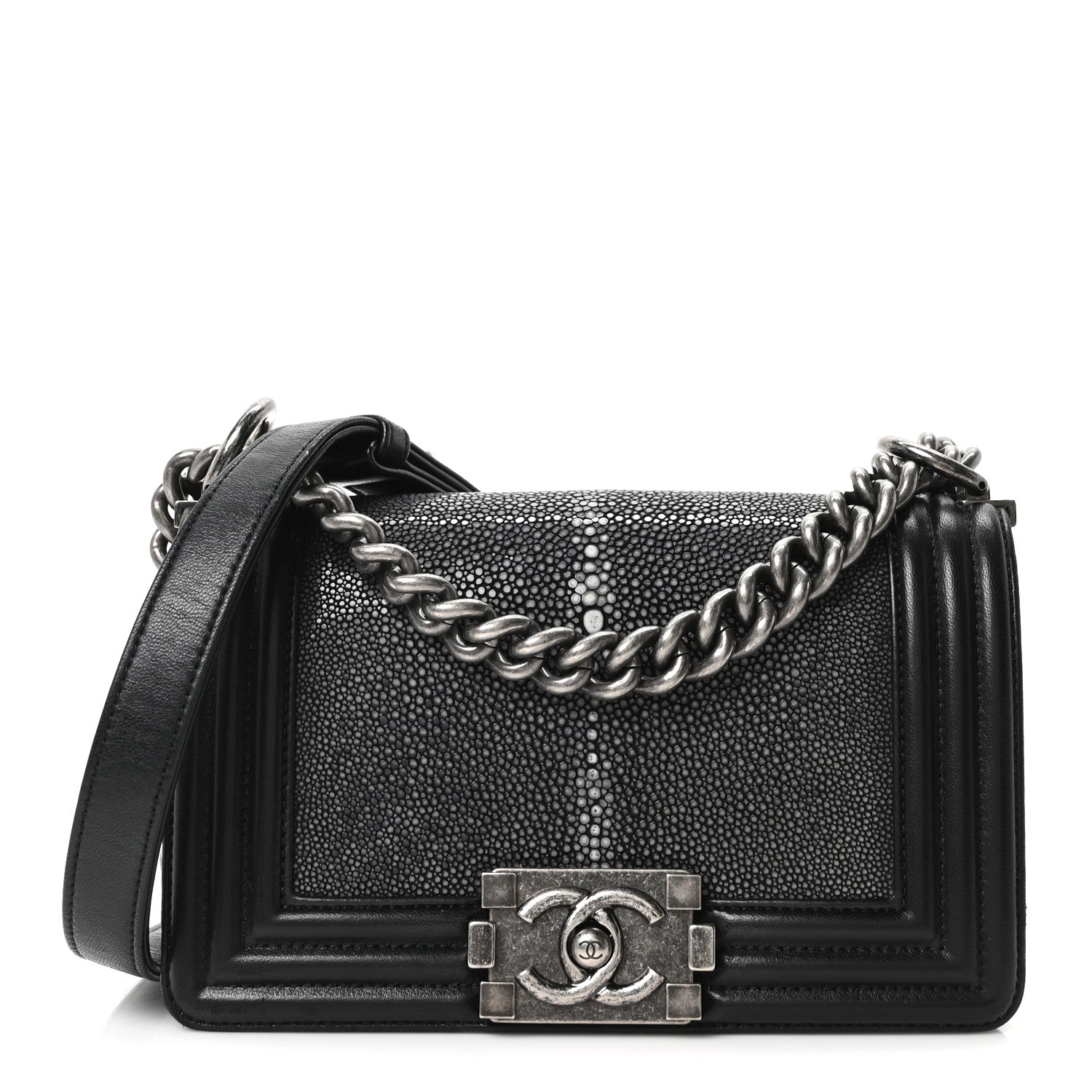 Galuchat Stingray Small Boy Flap Black