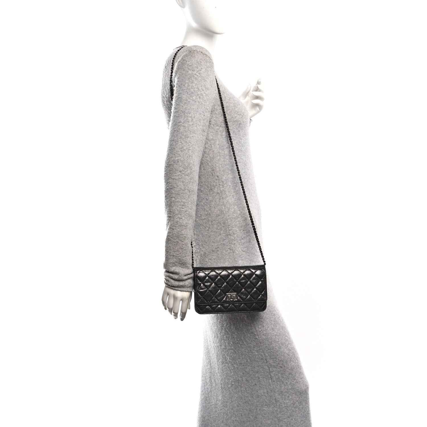 Glazed Aged Calfskin Reissue Wallet On Chain WOC So Black