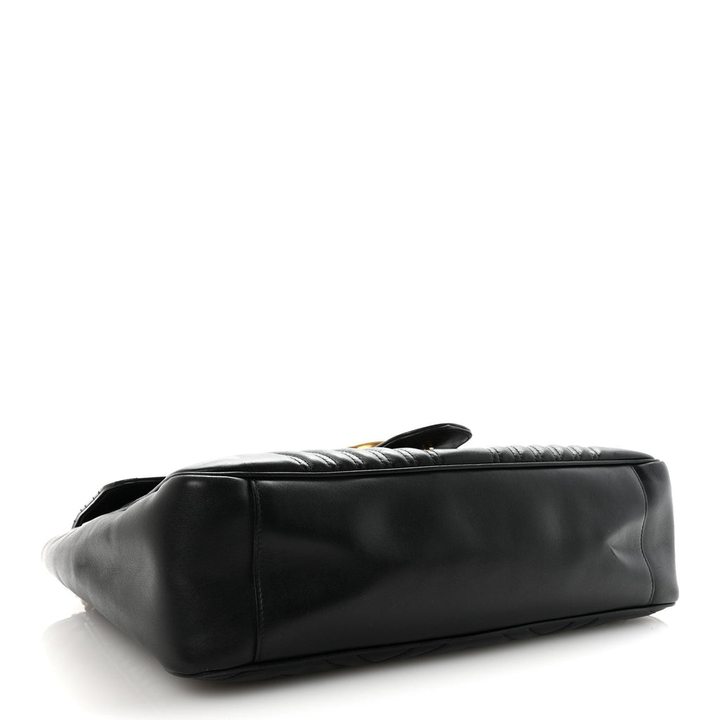 Calfskin Matelasse Large GG Marmont Shoulder Bag Black