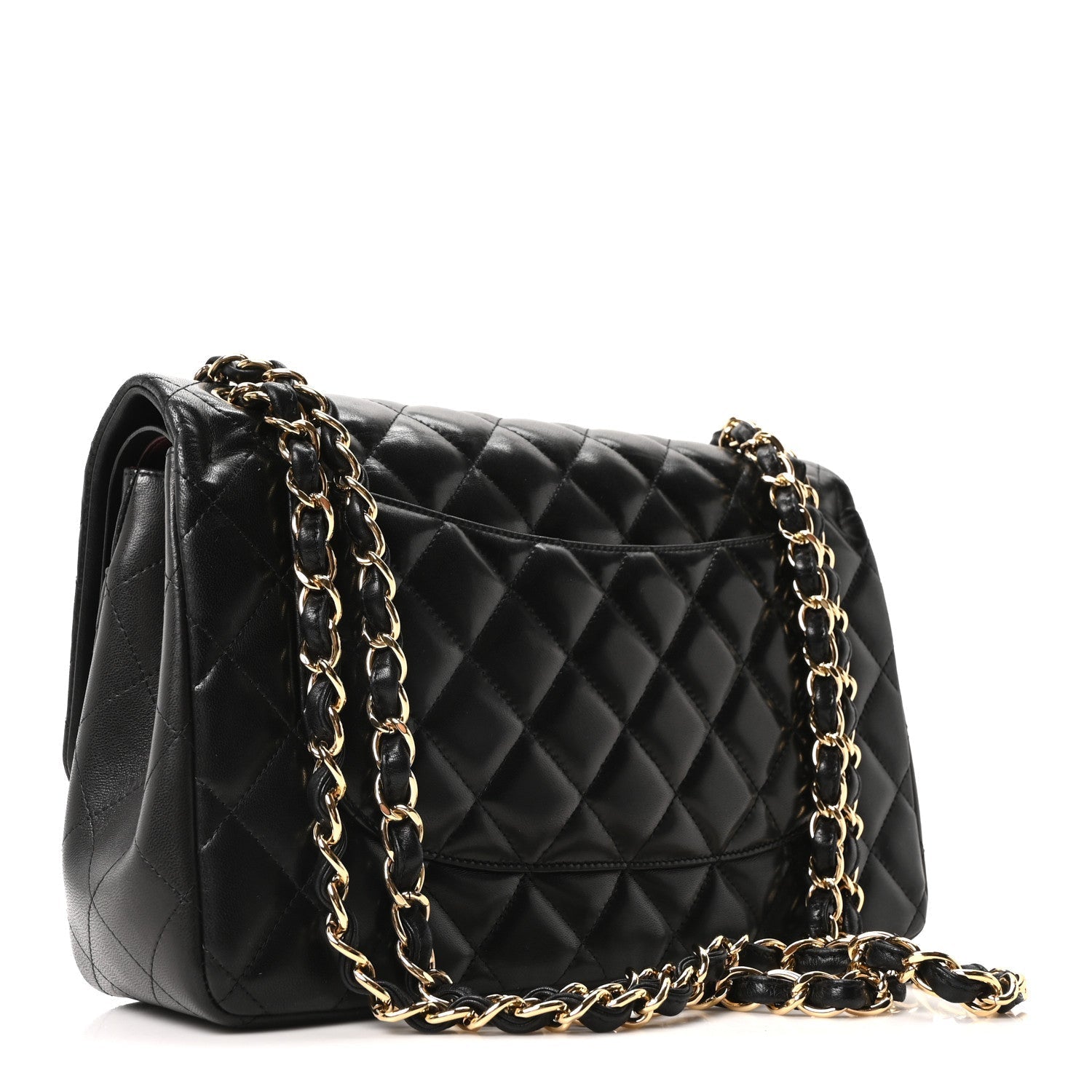 Lambskin Quilted Jumbo Double Flap Black
