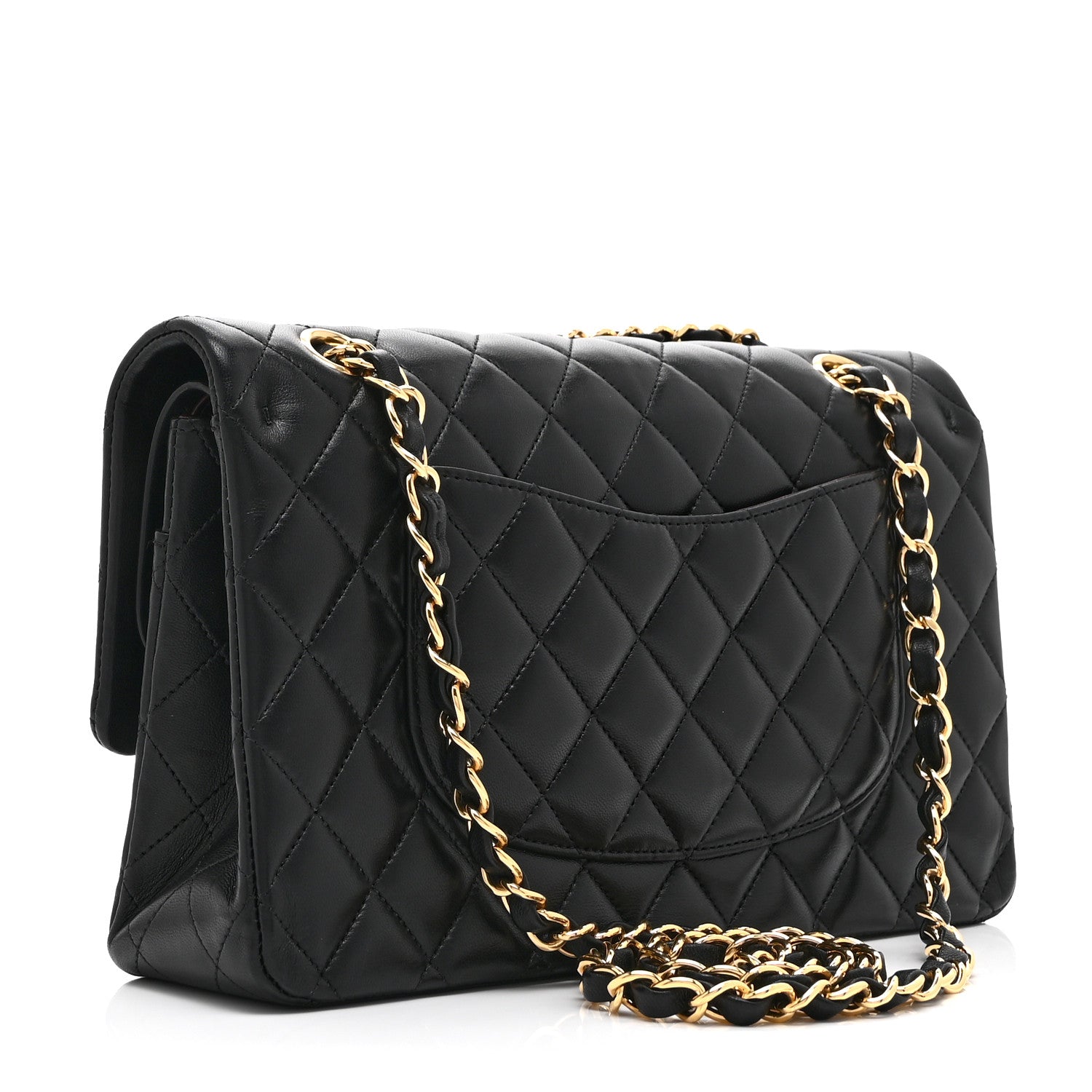 Lambskin Quilted Medium Double Flap Black