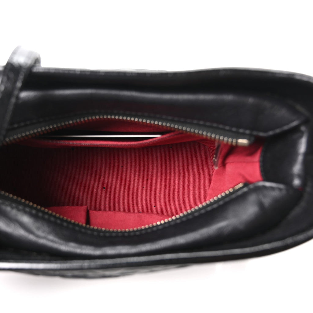 Aged Calfskin Quilted Small Gabrielle Hobo Black
