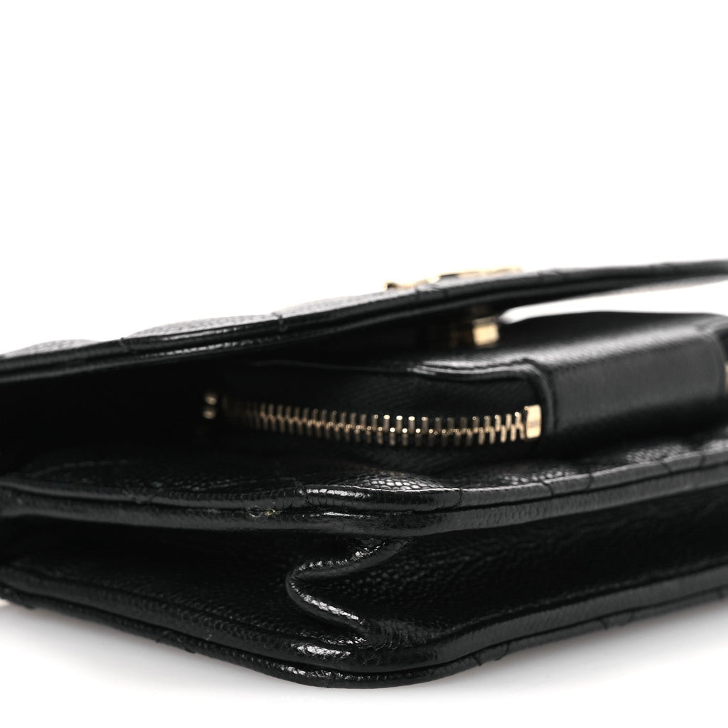 Caviar Quilted Business Affinity Clutch With Chain Black
