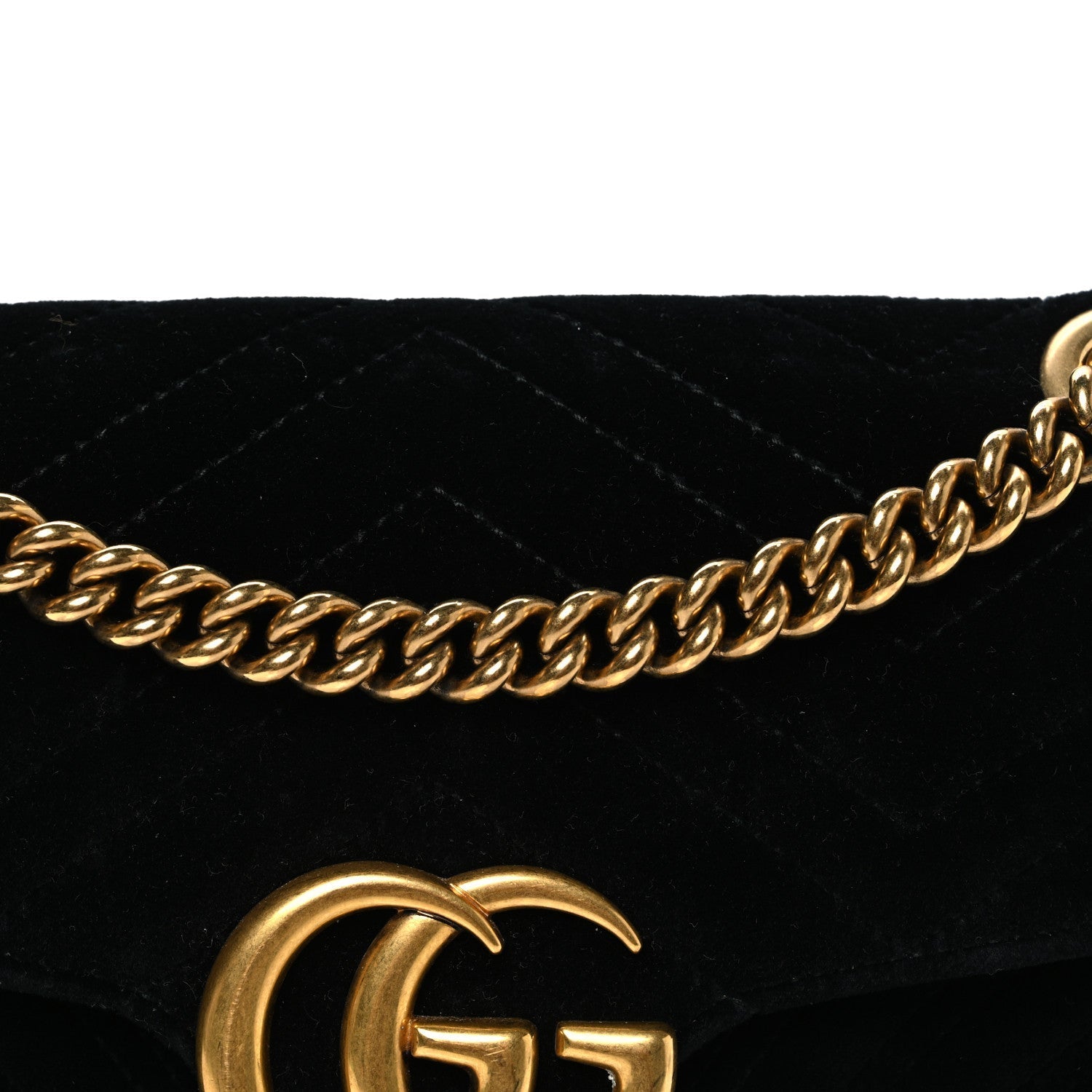 Velvet Matelasse Small GG Marmont Shoulder Bag Black