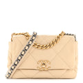 Lambskin Quilted Medium Chanel 19 Flap Beige