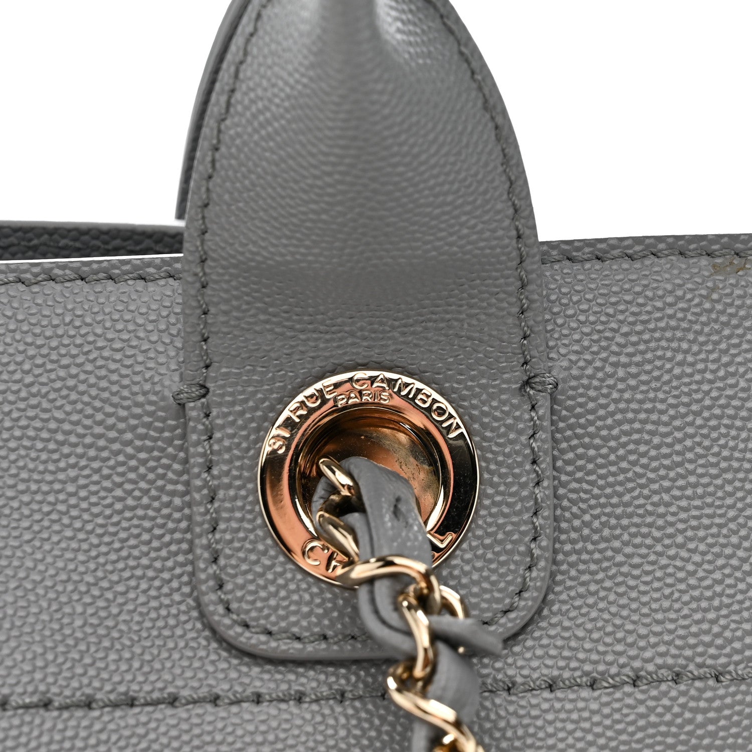 Caviar Studded Medium Deauville Tote Grey