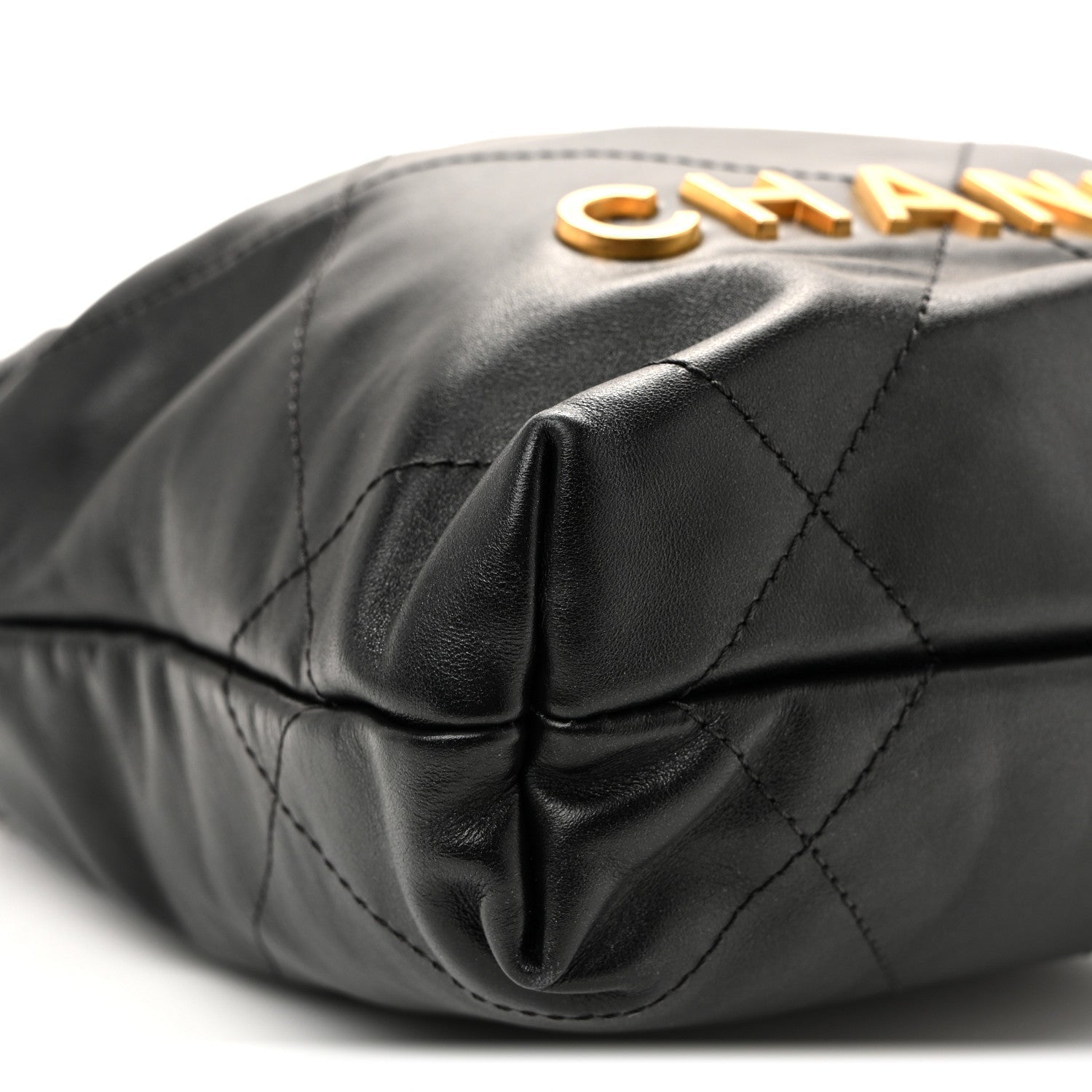Shiny Calfskin Quilted Mini Chanel 22 Black