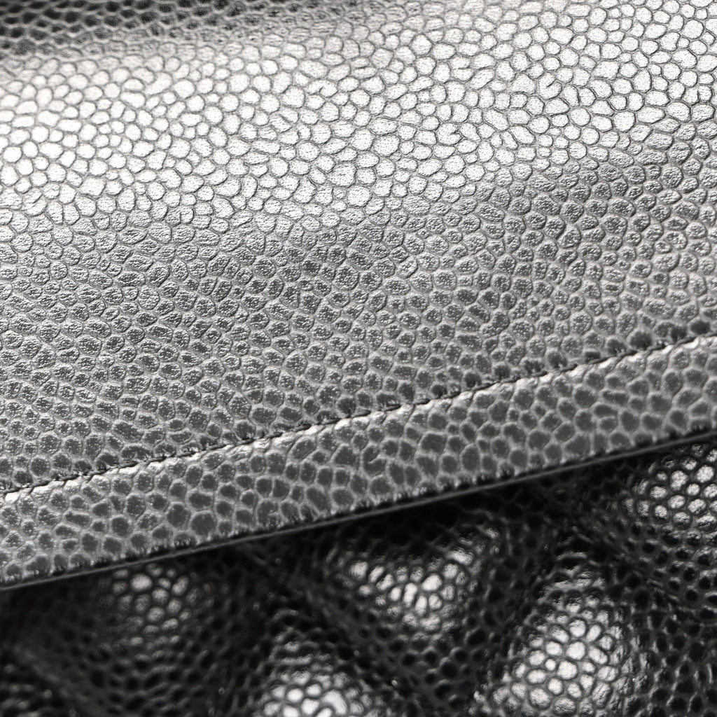 Caviar Quilted Medium Double Flap Black