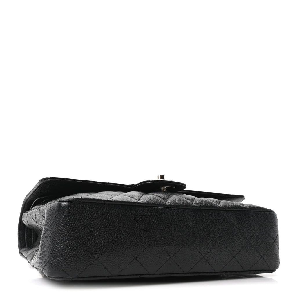 Caviar Quilted Medium Double Flap Black