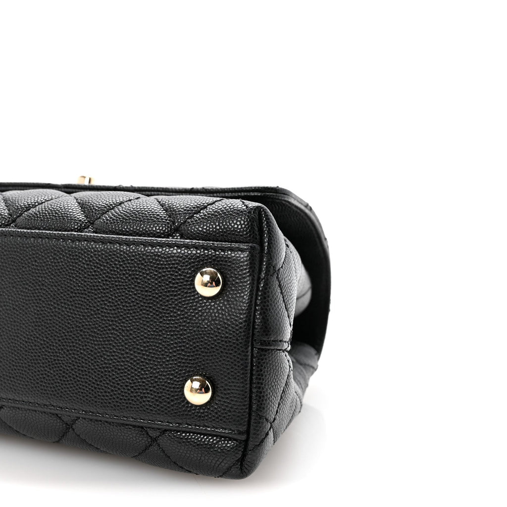 Caviar Quilted Mini Coco Handle Flap Black
