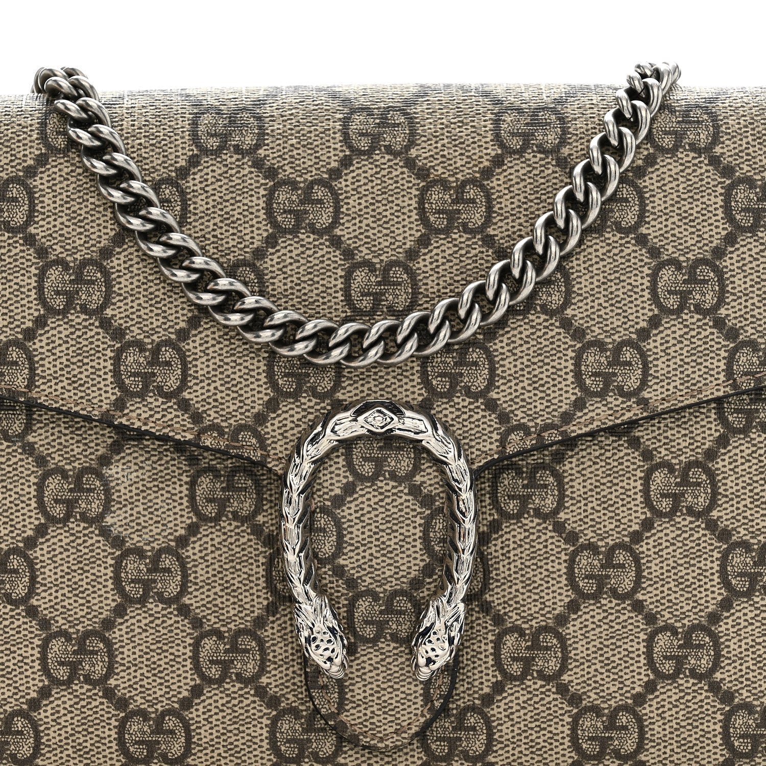 GG Supreme Monogram Mini Dionysus Chain Wallet Beige Taupe