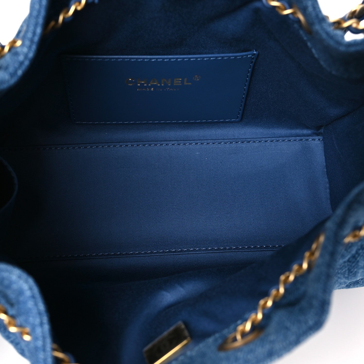 Washed Denim Quilted Mini Chanel 25 Handbag Blue