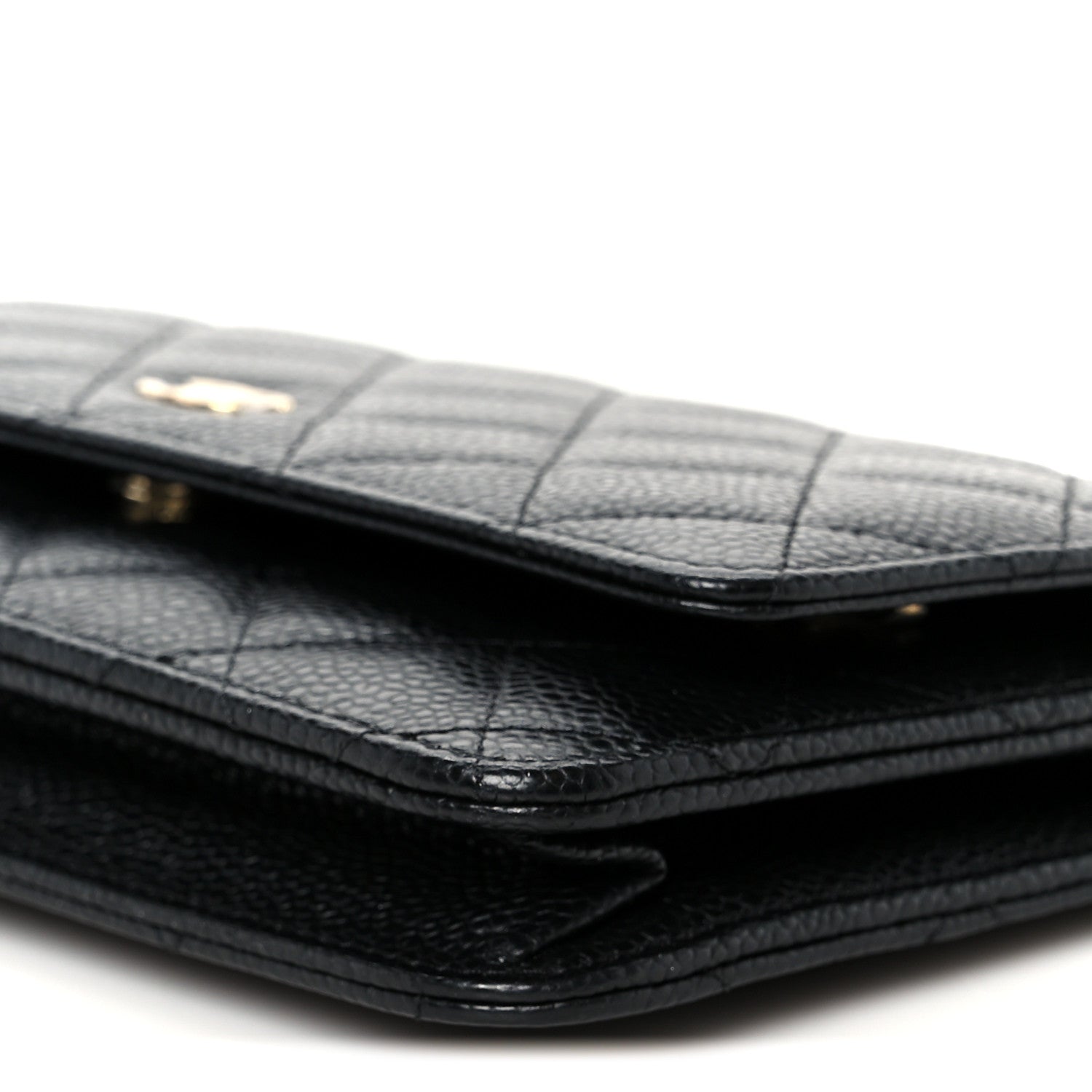Caviar Quilted Wallet on Chain WOC Black