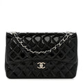 Patent Quilted Jumbo Double Flap Black