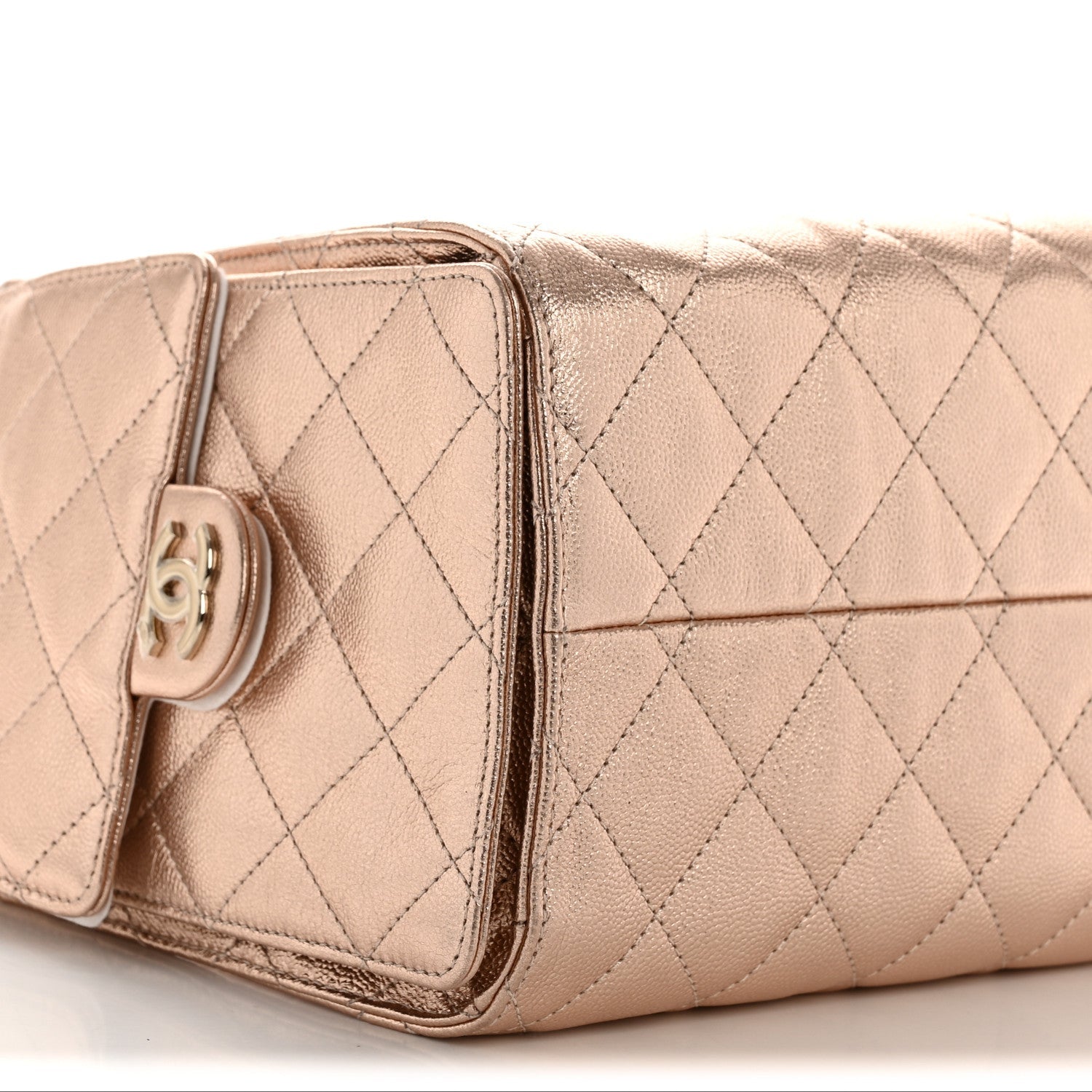 Metallic Caviar Quilted Small Chanel 25 Handbag Copper