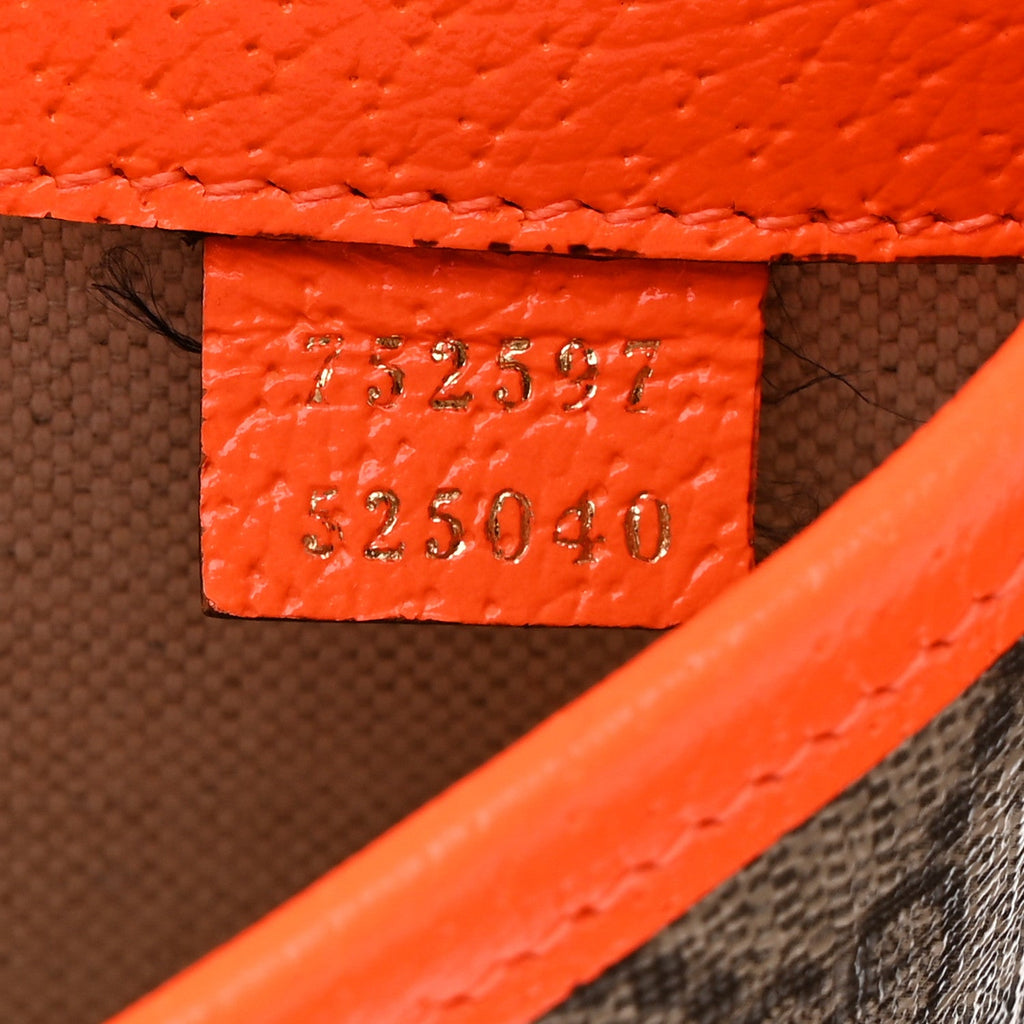 GG Supreme Monogram Web Small Ophidia Belt Bag Beige Ebony Orange Fluo