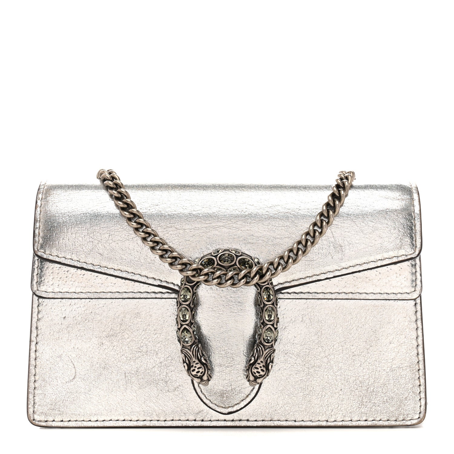 Metallic Calfskin Super Mini Dionysus Shoulder Bag Silver