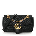 Calfskin Matelasse Small GG Marmont Shoulder Bag Black