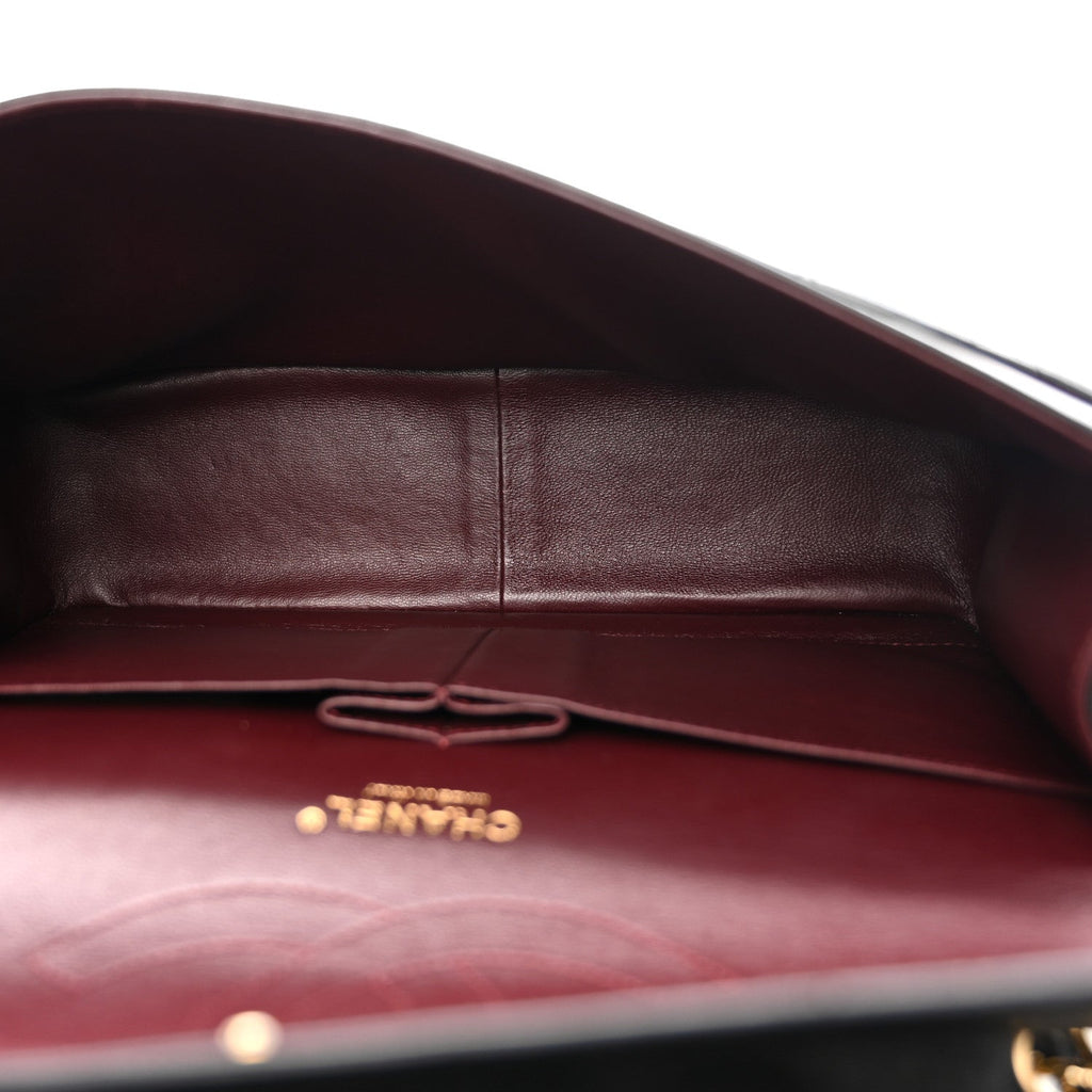 Lambskin Quilted Jumbo Double Flap Black