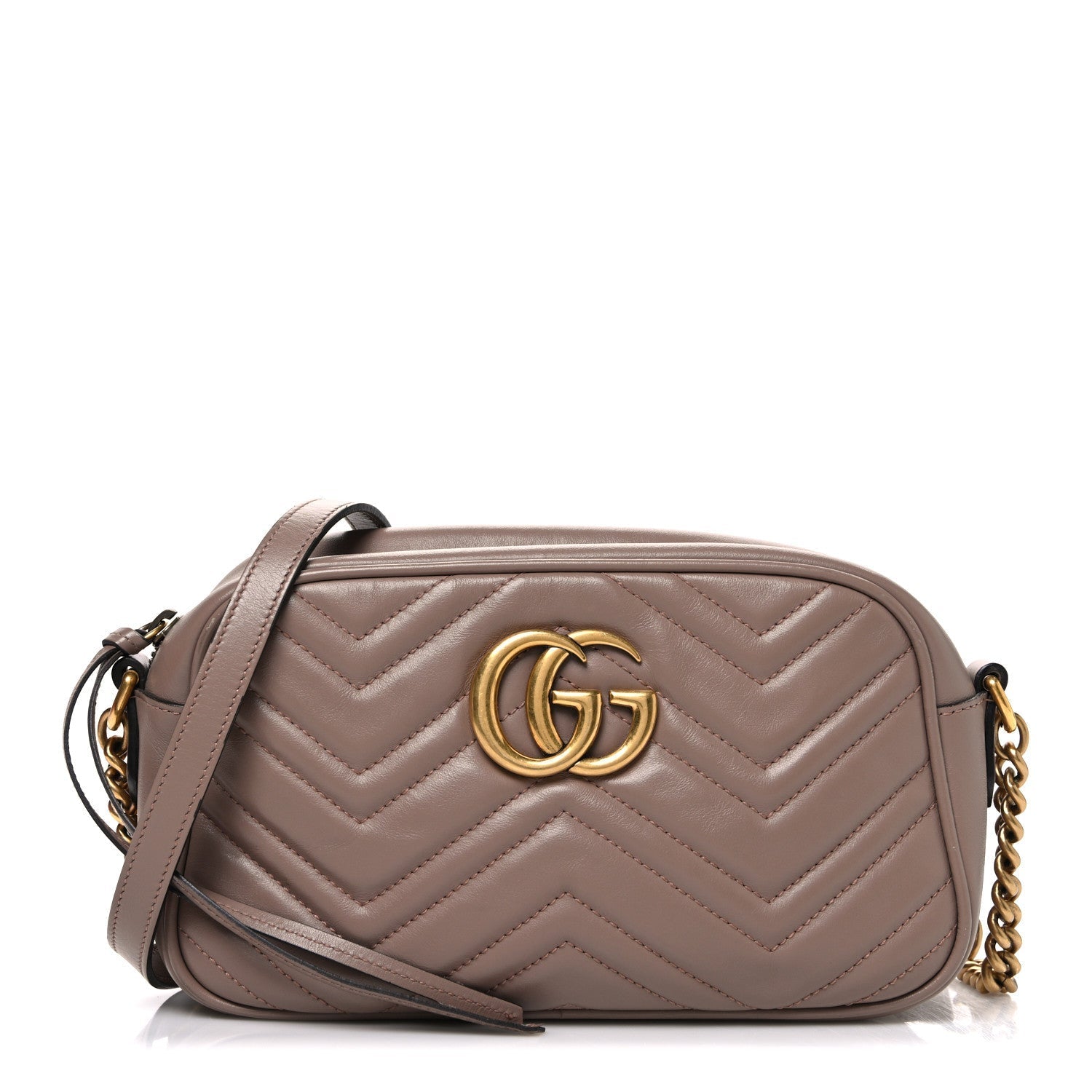 Calfskin Matelasse Small GG Marmont Chain Shoulder Bag Porcelain Rose