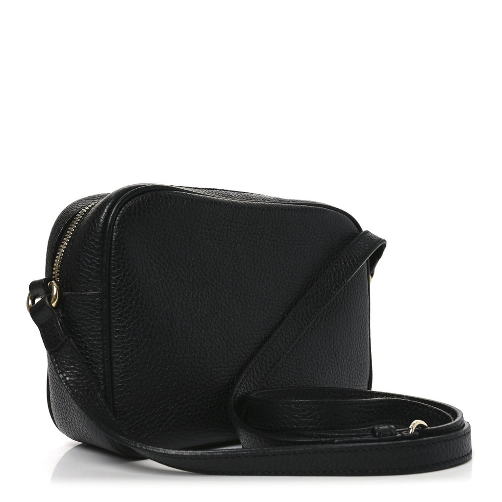 Pebbled Calfskin Small Soho Disco Bag Black
