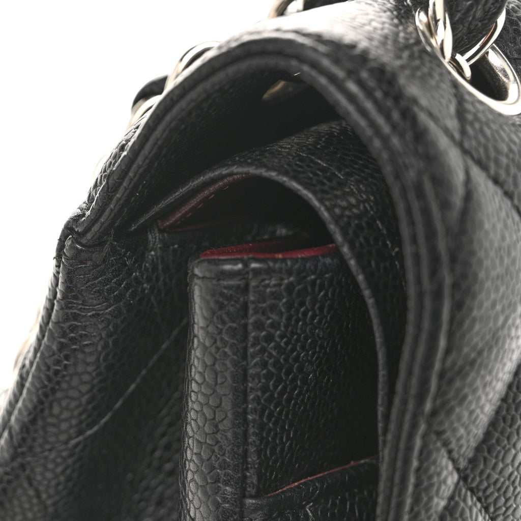 Caviar Quilted Jumbo Double Flap Black