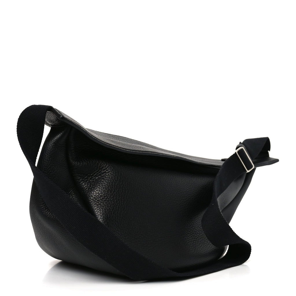 Grained Calfskin Large Slouchy Banana Bag Black