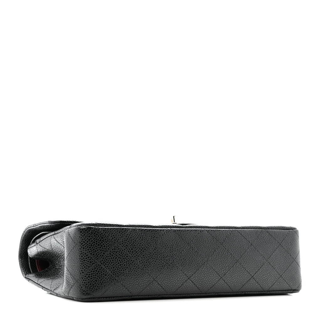 Caviar Quilted Medium Double Flap Black