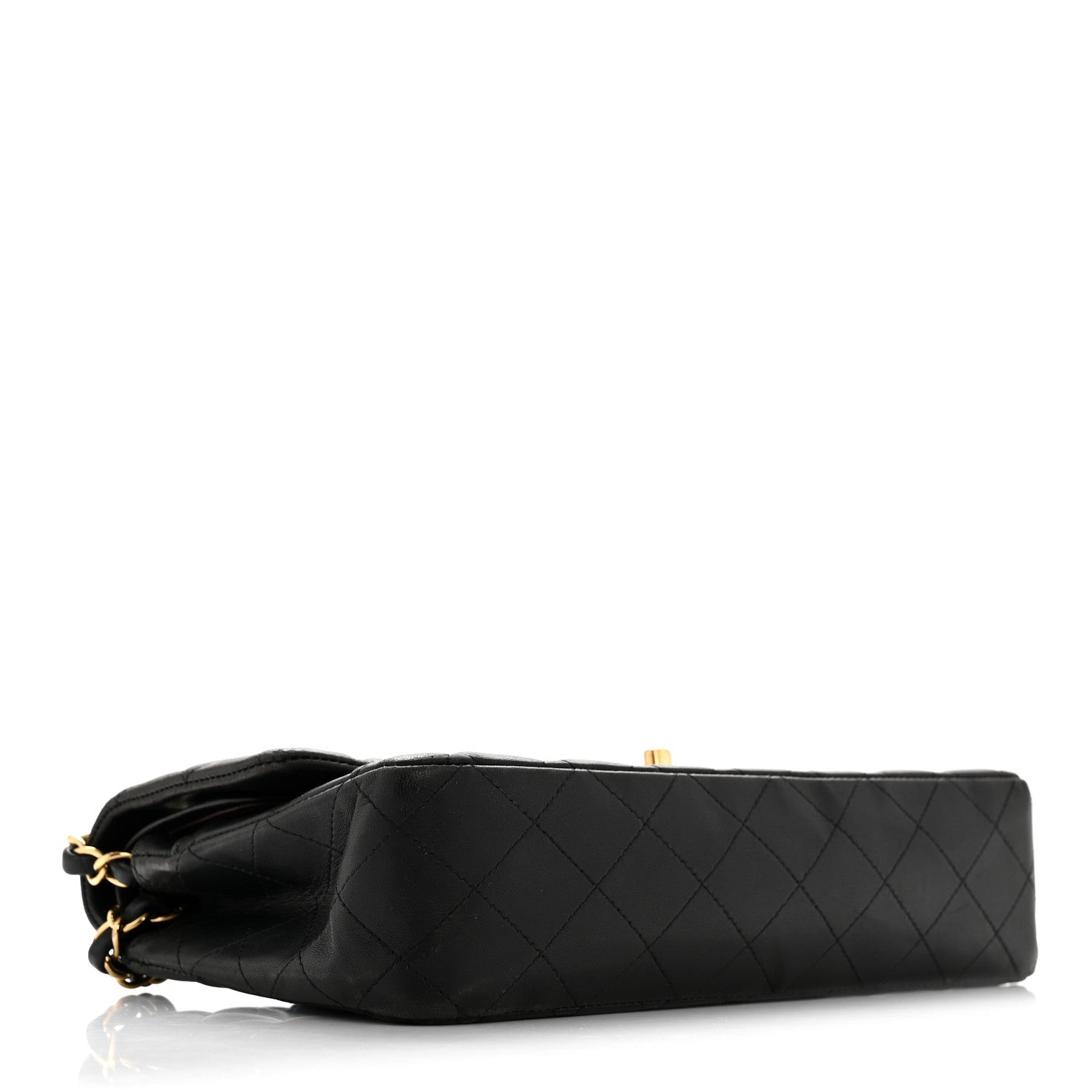 Lambskin Quilted Medium Double Flap Black