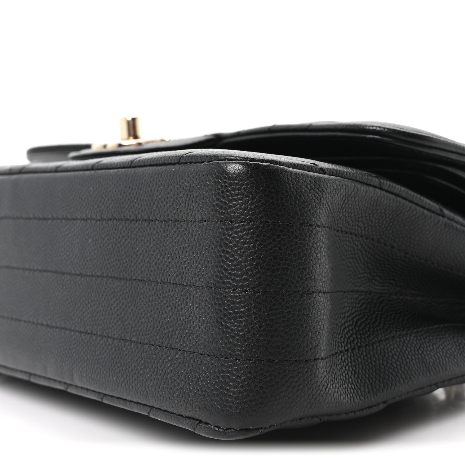 Caviar Chevron Quilted Small Double Flap Black