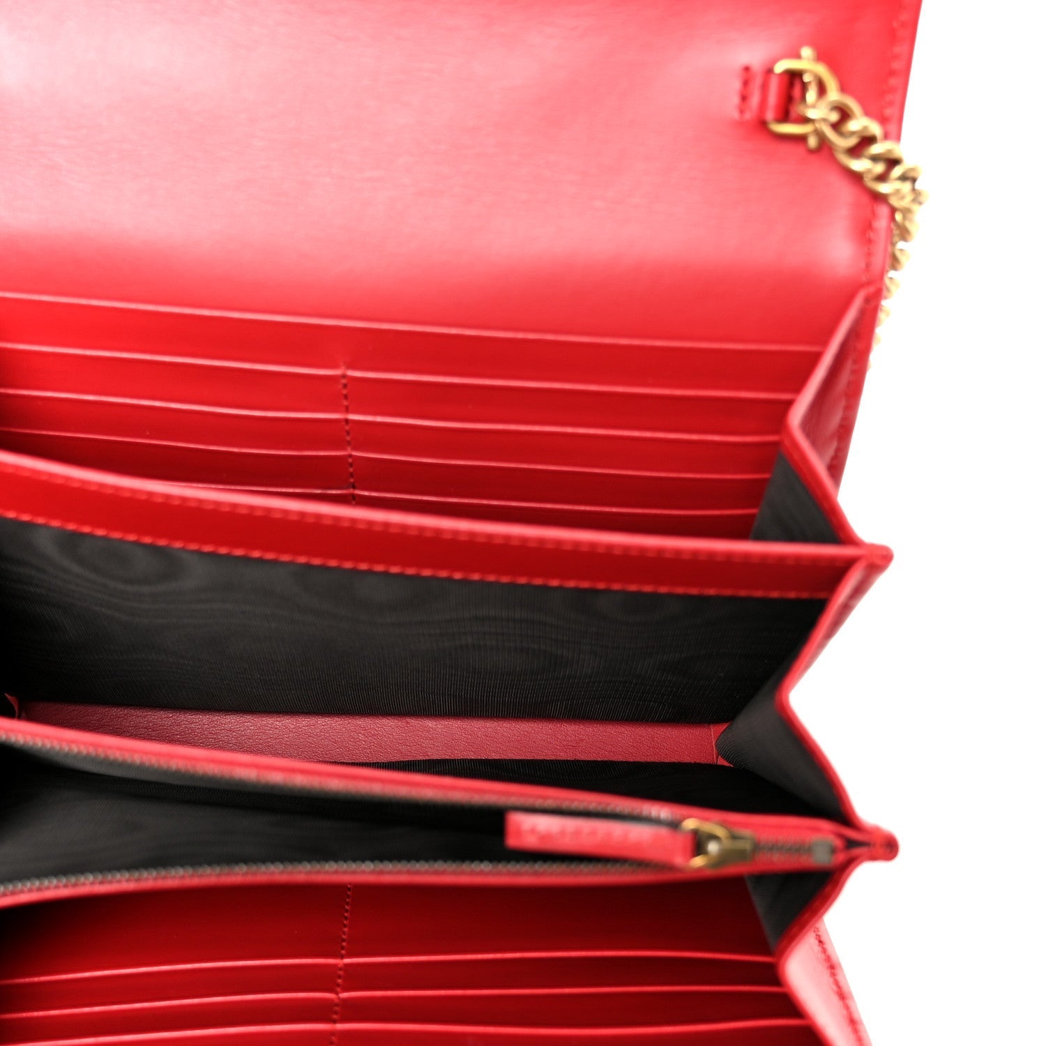 Calfskin Matelasse GG Marmont Chain Wallet Hibiscus Red