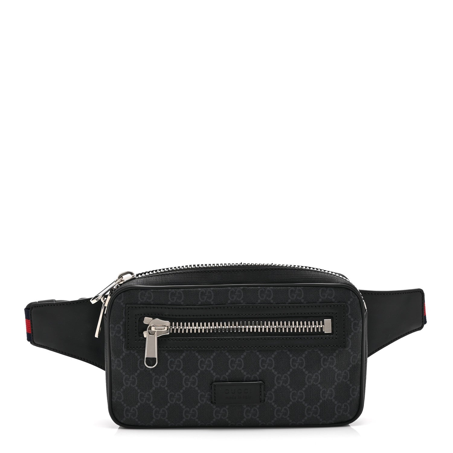 Soft GG Supreme Monogram Web Belt Bag Black Grey
