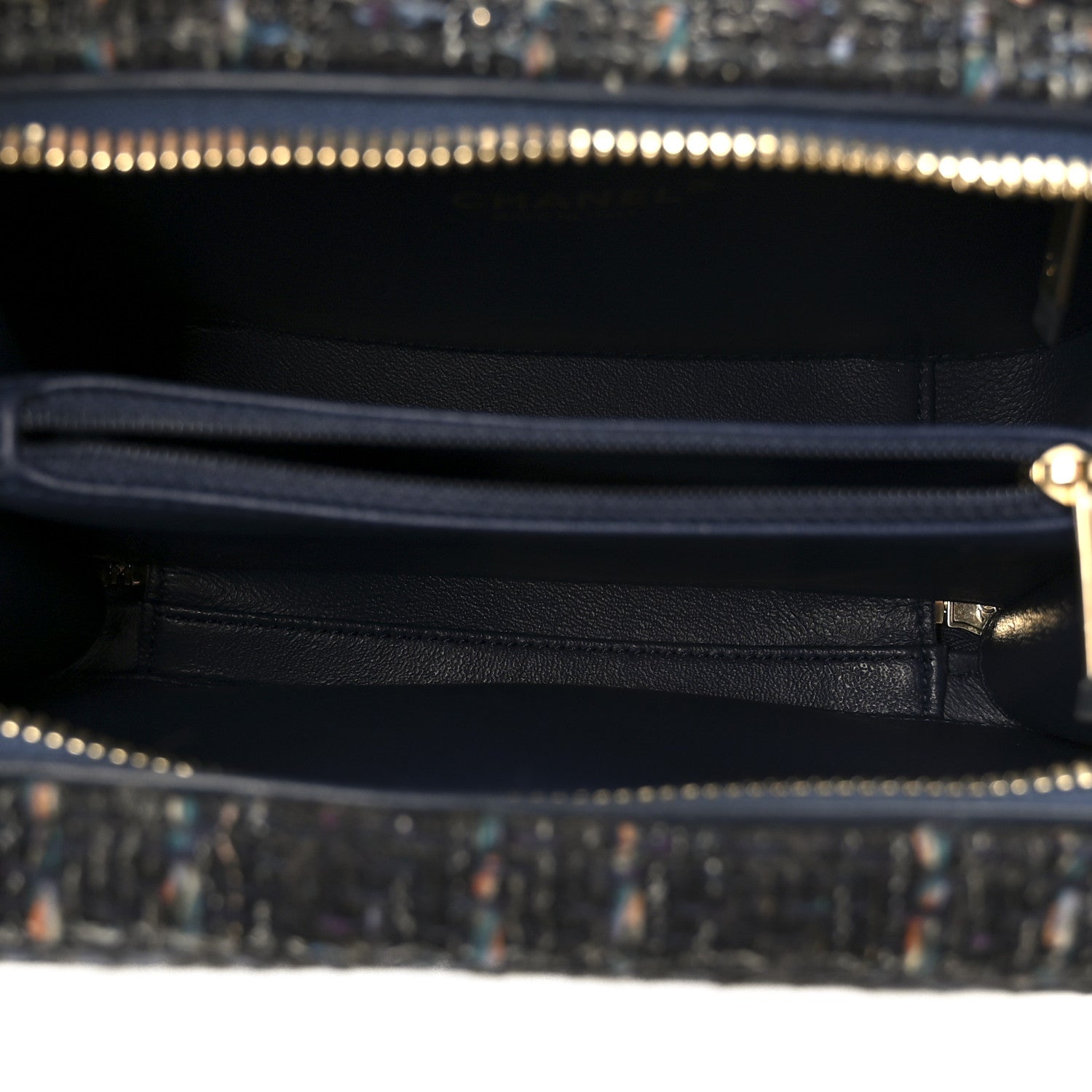 Tweed Snakeskin Quilted Medium CC Filigree Vanity Case Dark Navy