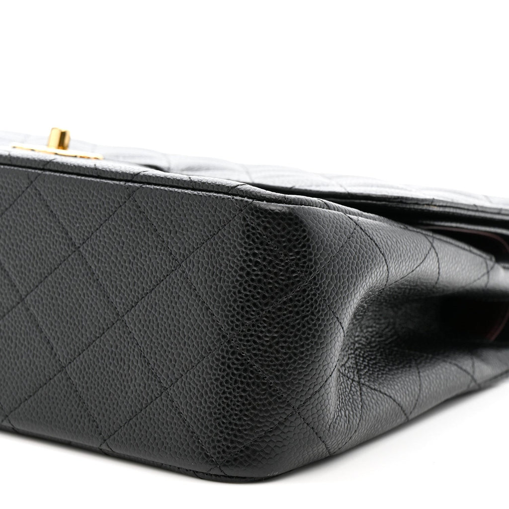 Caviar Quilted Jumbo Double Flap Black
