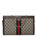 GG Supreme Monogram Web Medium Ophidia Chain Shoulder Bag Brown
