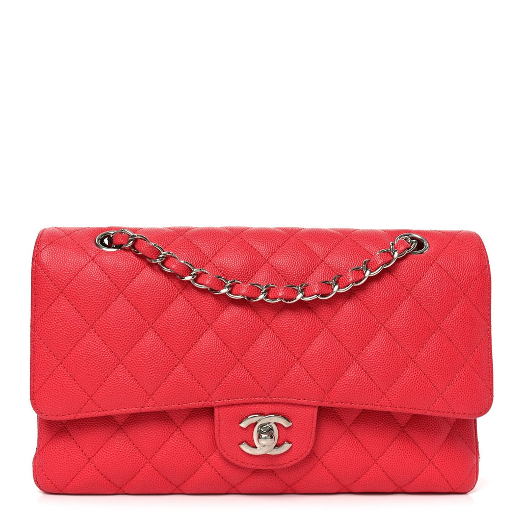 Caviar Quilted Medium Double Flap Dark Pink