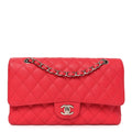 Caviar Quilted Medium Double Flap Dark Pink