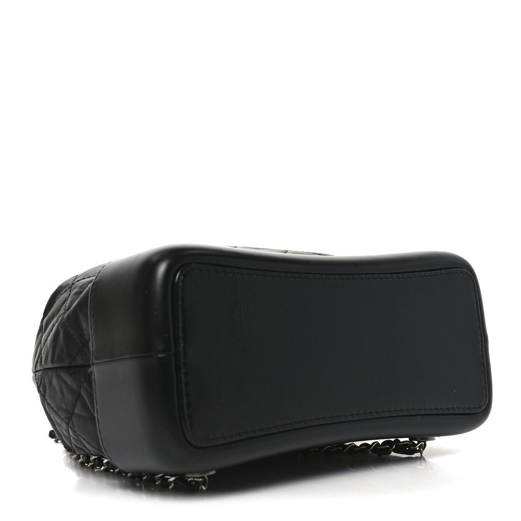 Aged Calfskin Quilted Small Gabrielle Backpack Black