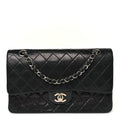 Lambskin Quilted Medium Double Flap Black
